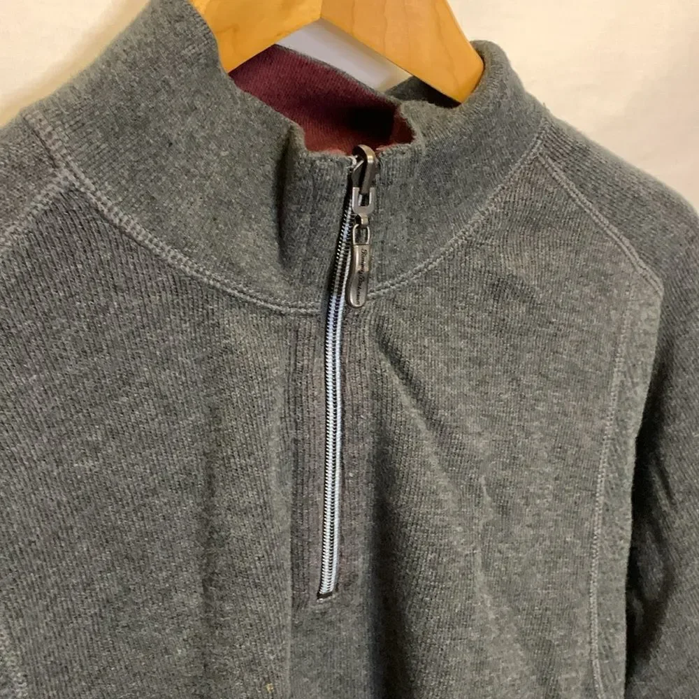 Tommy Bahama Men's Gray Wine Reversible 1/4 Zip LS Pullover Sweatshirt Size 2XL